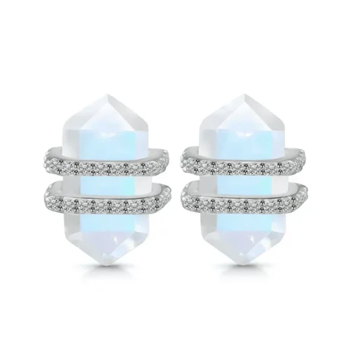 Damen Silberohrringe LEILANI, Mondstein und weißer Topas